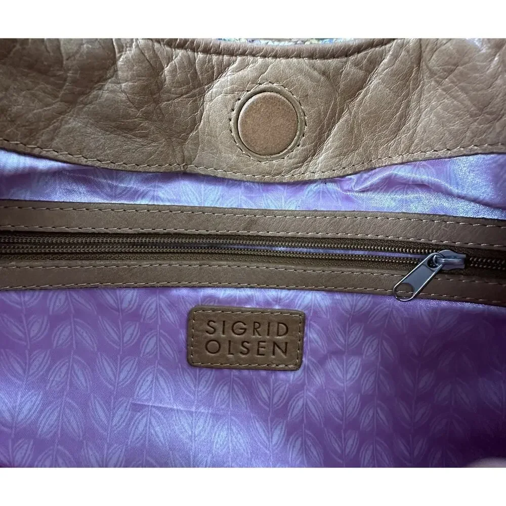 Sigrid Olsen Colorful Leather Hobo Bag Braided Handles Boho Hippie Festival